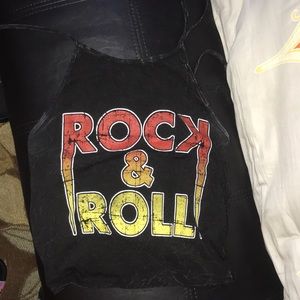 rock and roll cropped top w/ string neck